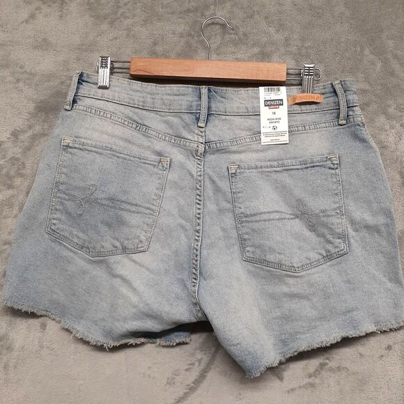 Levi's Denizen Distressed Cut Off Denim Shorts Stretch Blue Women Sz 14 NWT - Picture 4 of 10